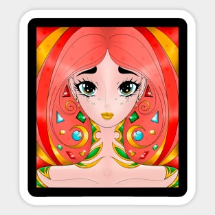 Anime Girl Manga Redhead Sticker